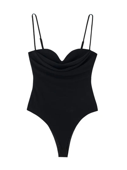 Women’s Sweetheart Neck Bodysuit Draped, Backless - Amazing G