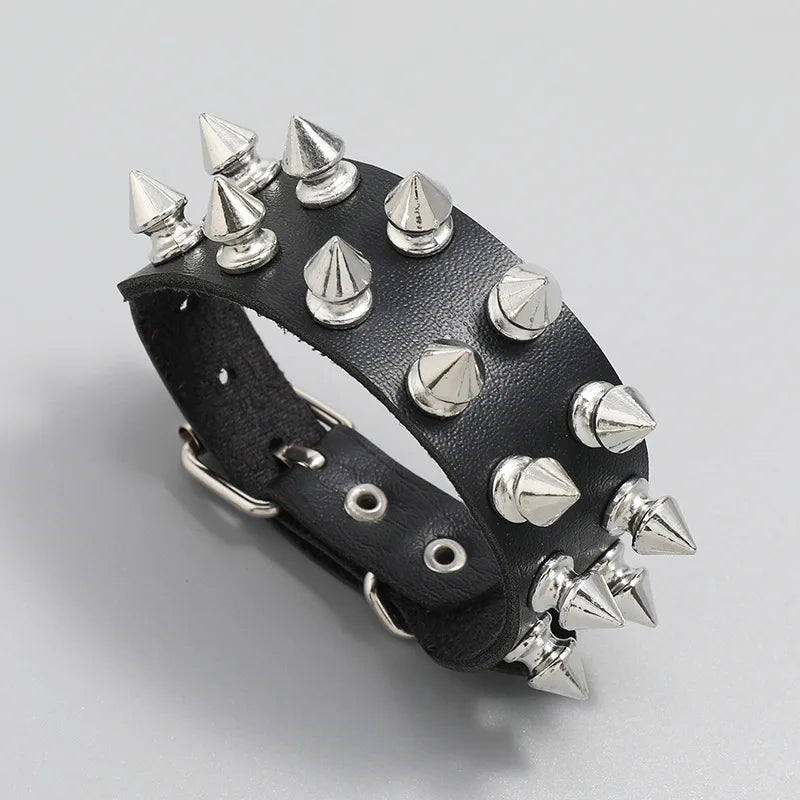 Punk Leather Spike Bracelet