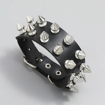 Punk Leather Spike Bracelet