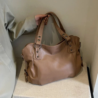Contrasting Color PU Leather Shoulder Bag