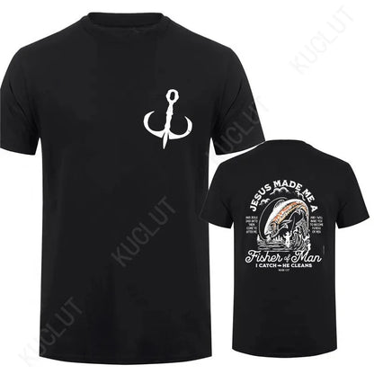 Christian Shirts for Men Christian T Shirts Fisher of Men TShirts Gift for Men Jesus Bible Verse Shirt Dad Birthday Gift Tops