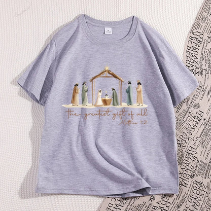 The Greatest Gift of All Nativity Christmas T-Shirt | Religious Jesus Graphic Tee