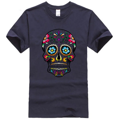 Men’s Skull Print Street Style T-Shirt | 100% Cotton, Loose Fit, Summer Casual Tee