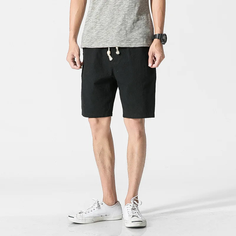 Men’s Cotton Linen Beach Board Shorts