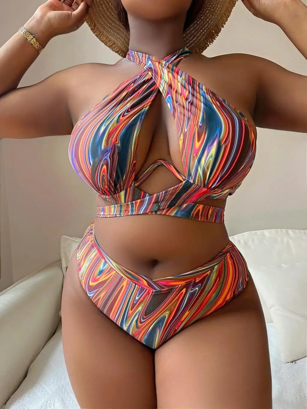 Printed Push-Up High Waist Bikini