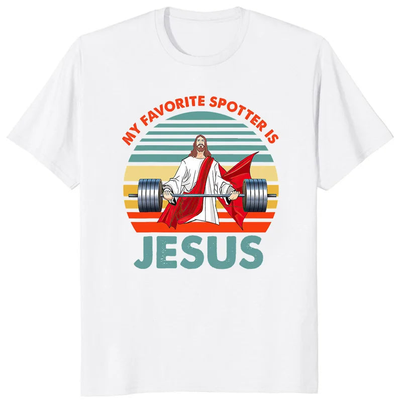 Retro Vintage Jesus Christ Gym T Shirts Men Pure Christian Faith Tee Top Short Sleeved Funny Printed Graphic Tshirt Gift