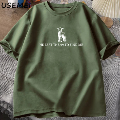 Retro Religious T-Shirt He Left The 99 T Shirt Christian Bible Verse Tshirt Faith Cotton Short Sleeve Graphic T Shirts Tops