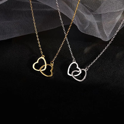 Double Heart Gold Stainless Steel Choker for Women &amp; Couples