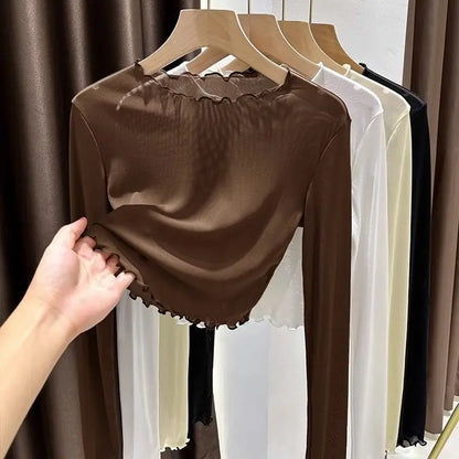 Women’s Slim See-Through Long Sleeve Casual Top