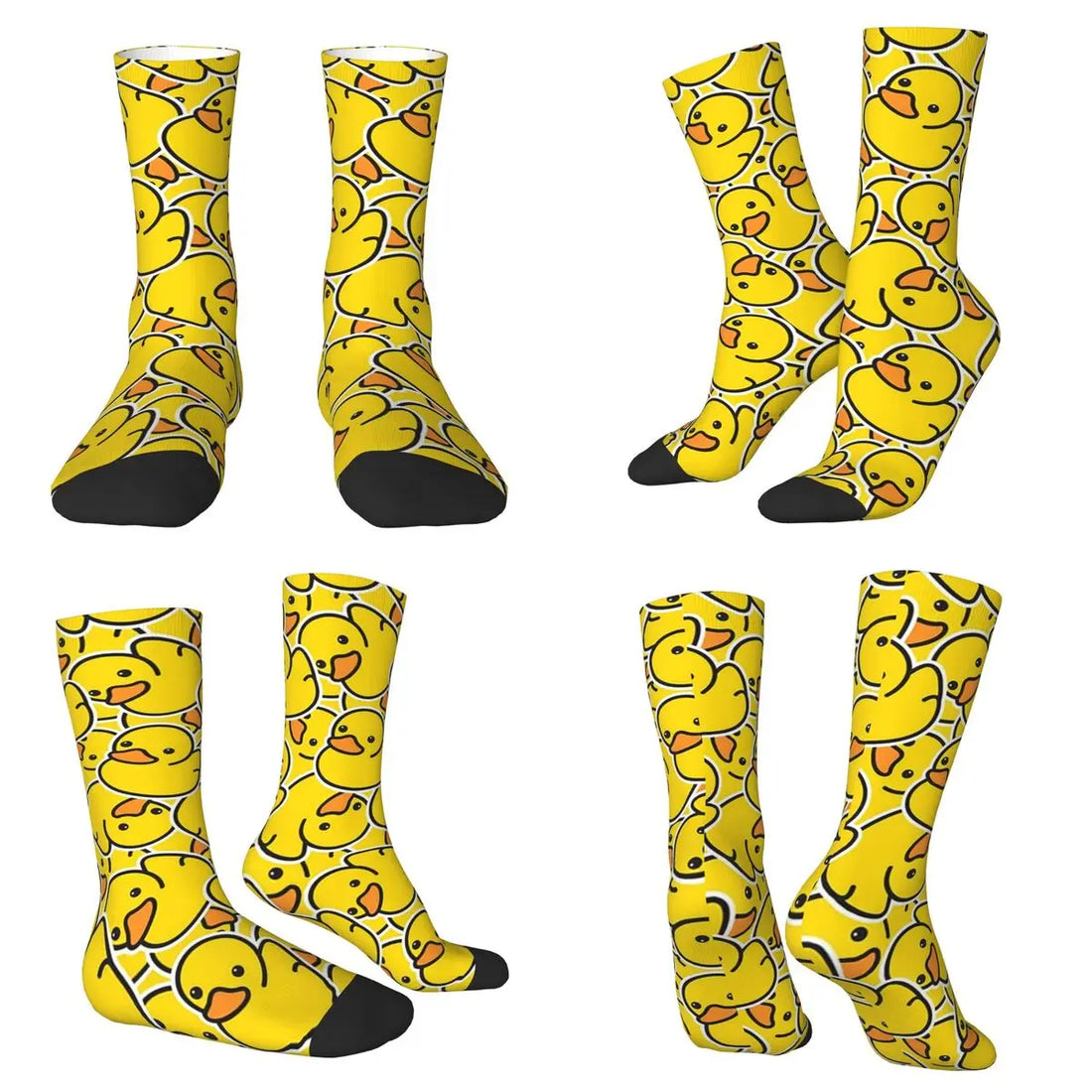 Yellow Bathtime Rubber Ducks Pattern Socks | Harajuku Style All-Season Crew Socks