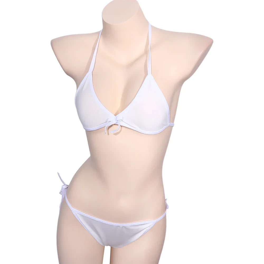 Contrast Binding Triangle Bikini Swimsuit