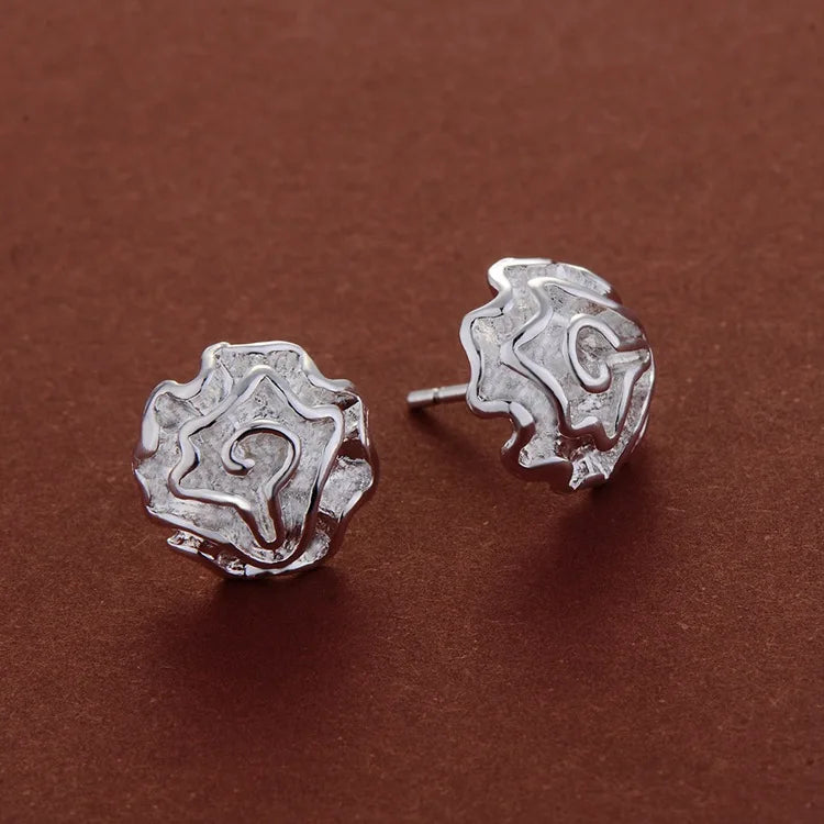 Sterling Silver Heart Stud Earrings for Women
