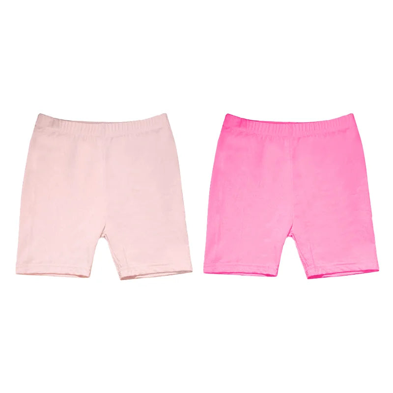 2Pcs Kids Girls Solid Color Cotton Leggings Safety Shorts
