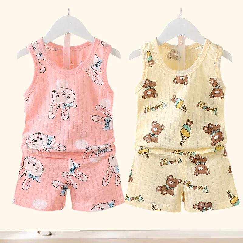 Kids Cotton Animal Print T-Shirt &amp; Shorts Set