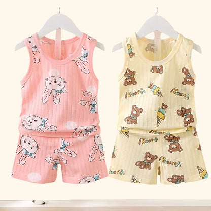 Kids Cotton Animal Print T-Shirt &amp; Shorts Set