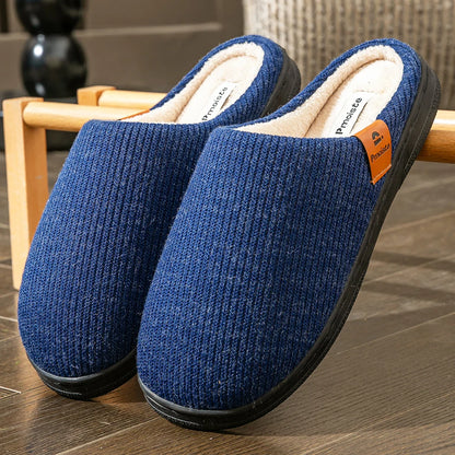 Men’s Memory Foam Cushion Slippers – Warm Indoor Platform Shoes