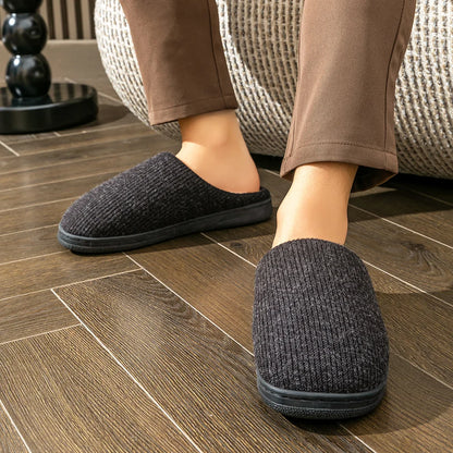 Men’s Memory Foam Cushion Slippers – Warm Indoor Platform Shoes