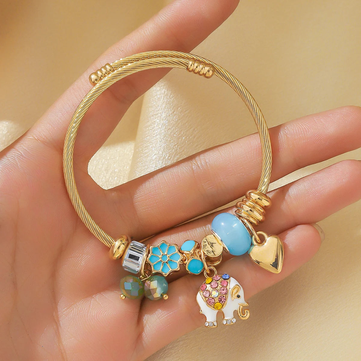 Elephant &amp; Life Tree Charm Bracelet
