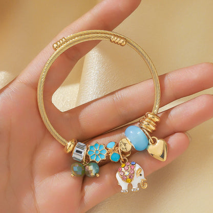 Elephant &amp; Life Tree Charm Bracelet