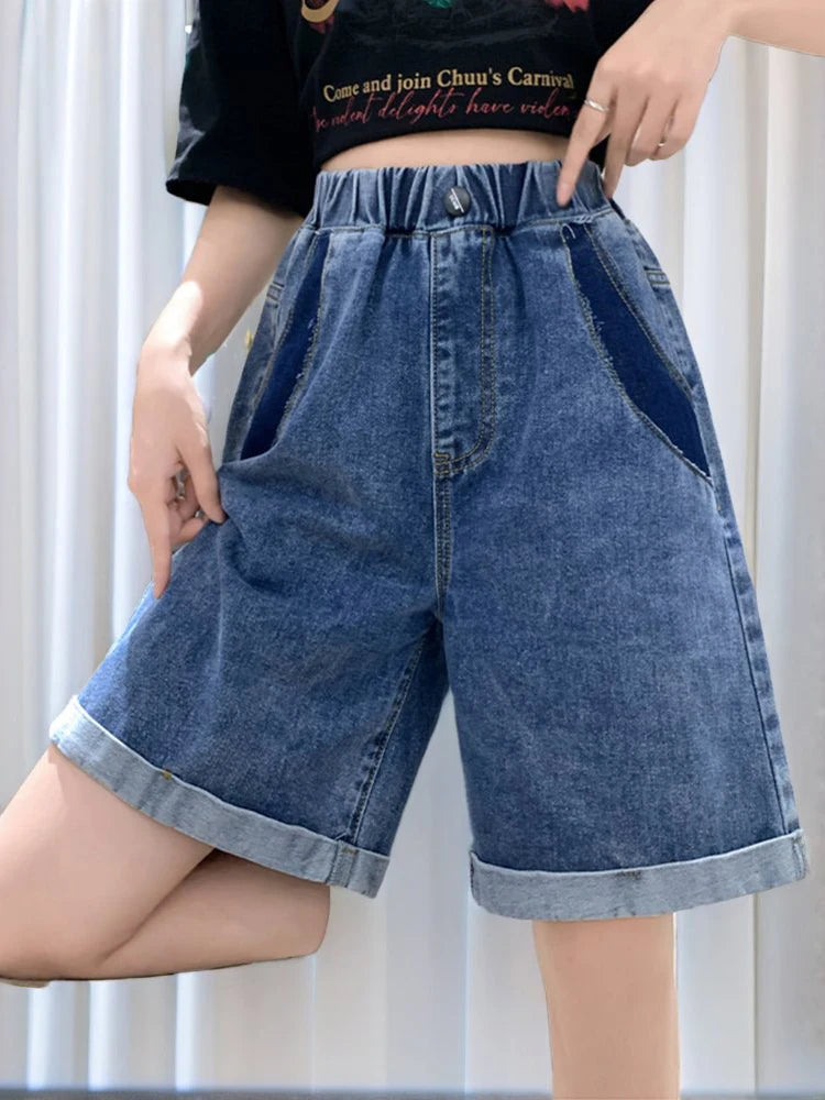 Plus Size High-Waist Denim Shorts for Women | Summer Streetwear