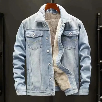 Thickened Fleece-Lined Denim Jacket Men&