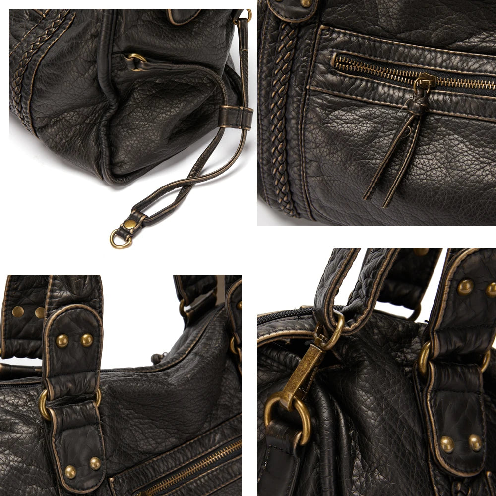 Vintage Large Capacity PU Leather Handbag for Women