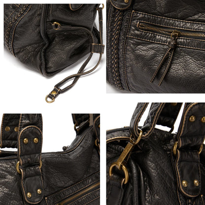 Vintage Large Capacity PU Leather Handbag for Women