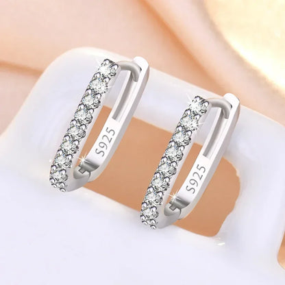 925 Sterling Silver Crystal Hoop Earrings