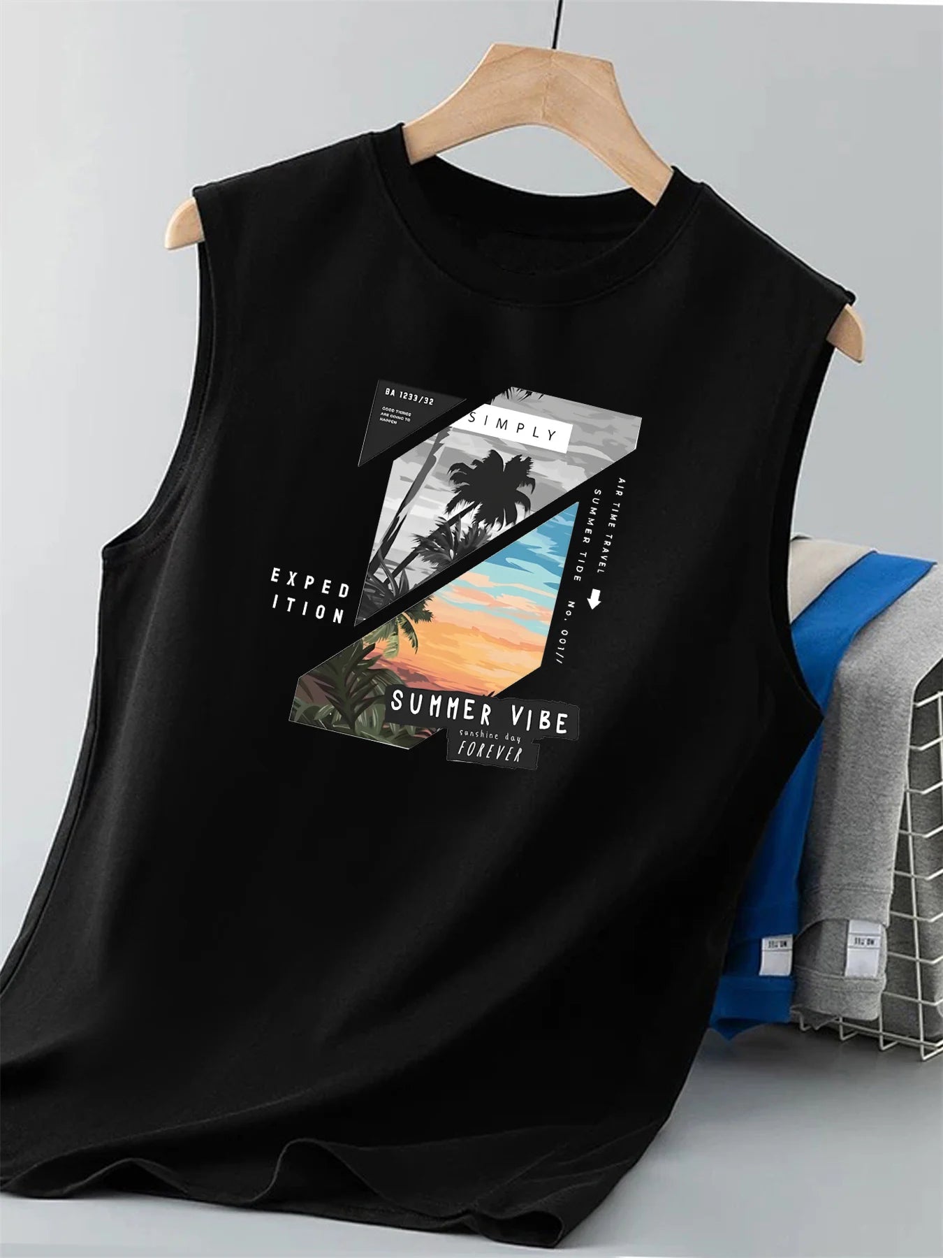Men’s Summer Sleeveless Tank Top – Coconut Tree Print