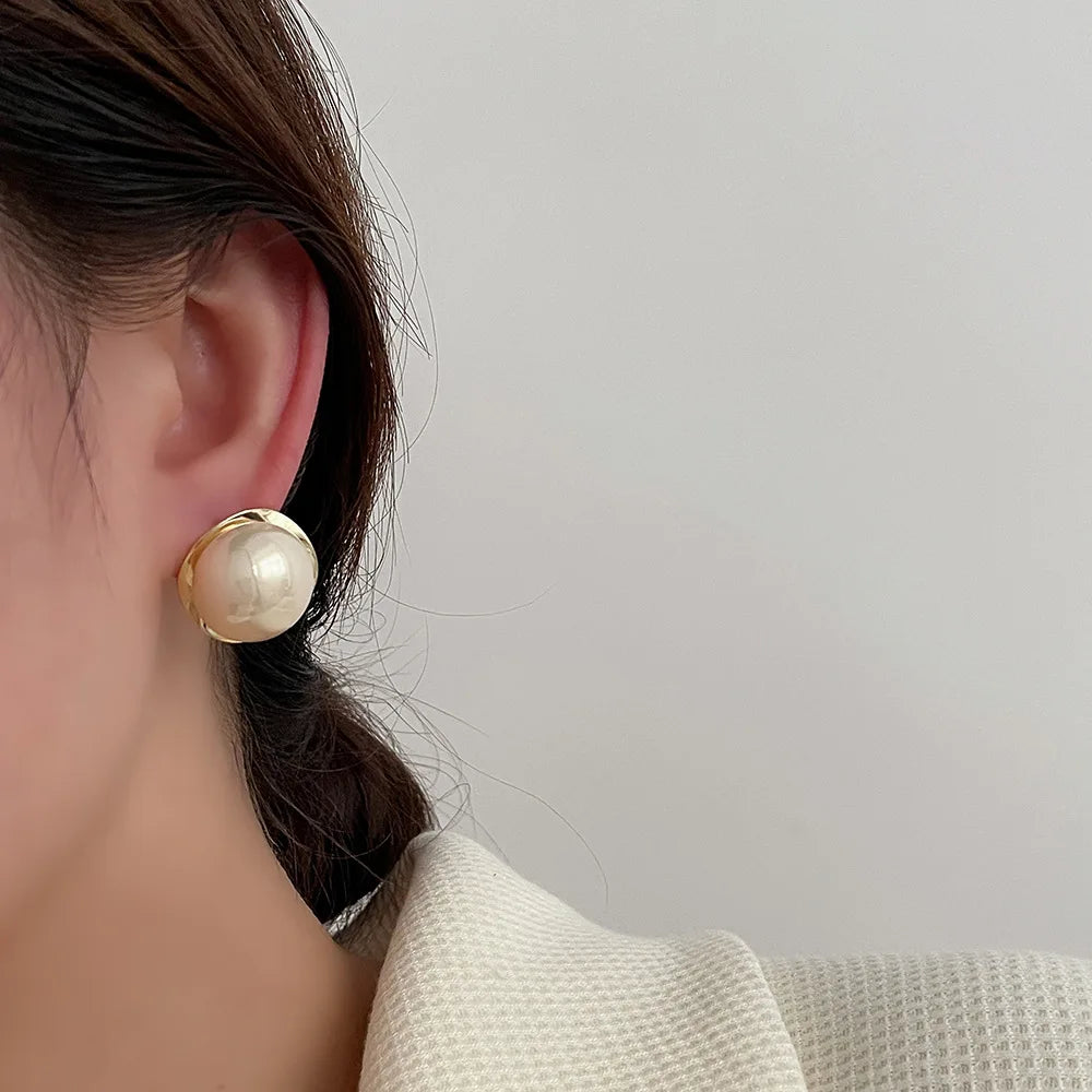 Golden Pearl Hoop Earrings