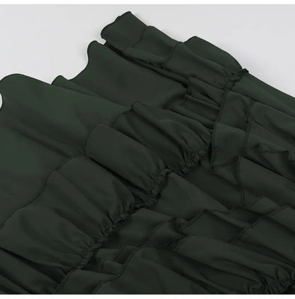 Brown Ruffled High-Waisted Victorian Skirt | Steampunk Gothic Vintage Party Wear