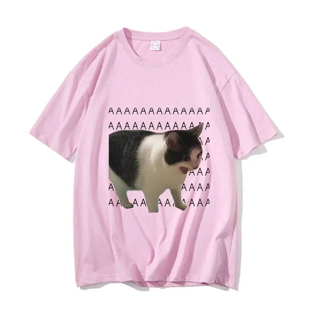 Funny Sad Crying Cat Meme T-Shirt | Casual Harajuku Summer Tee (Unisex)