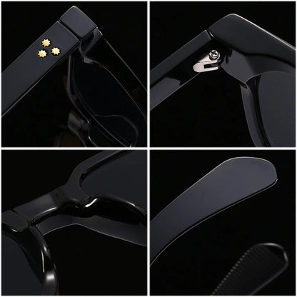 SHAUNA Retro Square Rivets Sunglasses