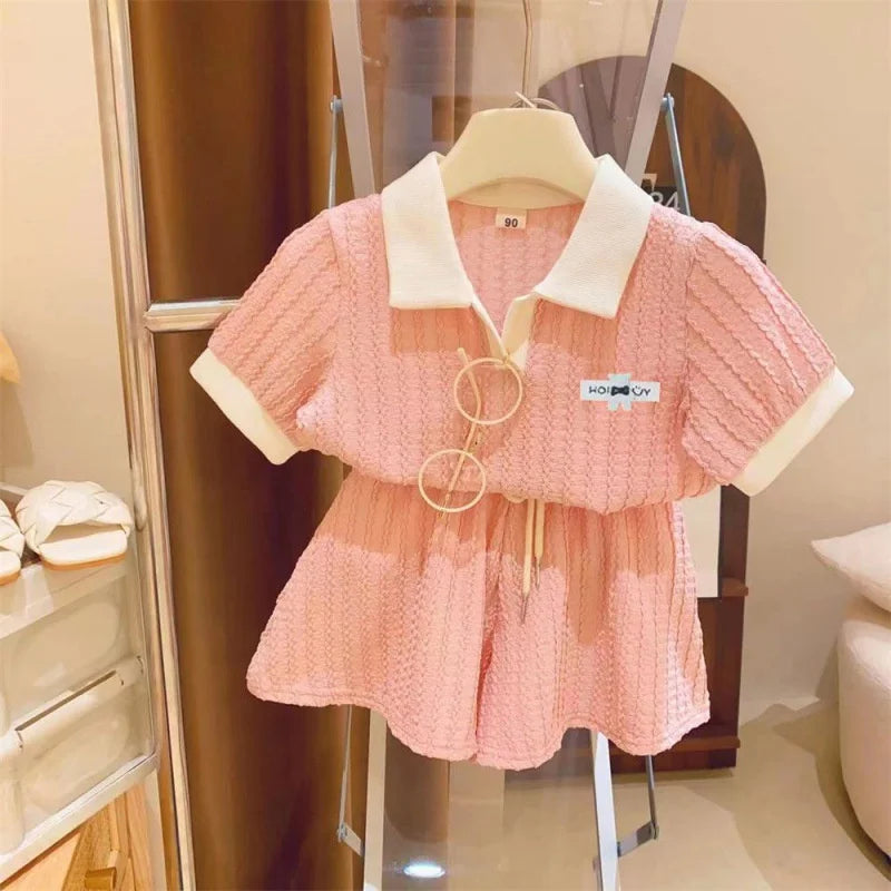 Girls Summer 2-Piece Outfit – Short Sleeve Top &amp; Shorts