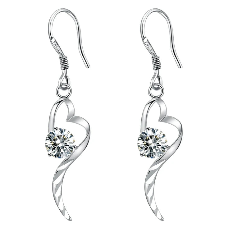 Sterling Silver Heart Stud Earrings for Women