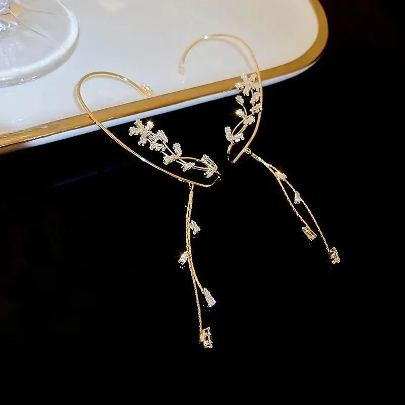 Zircon Butterfly Tassel Ear Cuff for Women