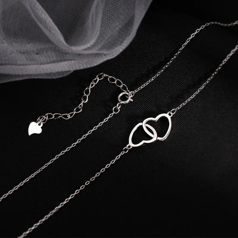 Double Heart Gold Stainless Steel Choker for Women &amp; Couples