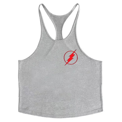 Men’s Cotton Lightning Graphic Y-Back Tank Top – Gym &amp; Workout Vest