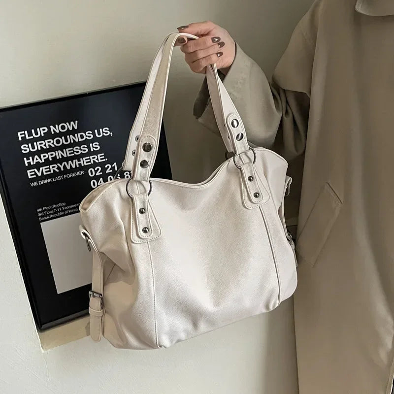 Contrasting Color PU Leather Shoulder Bag
