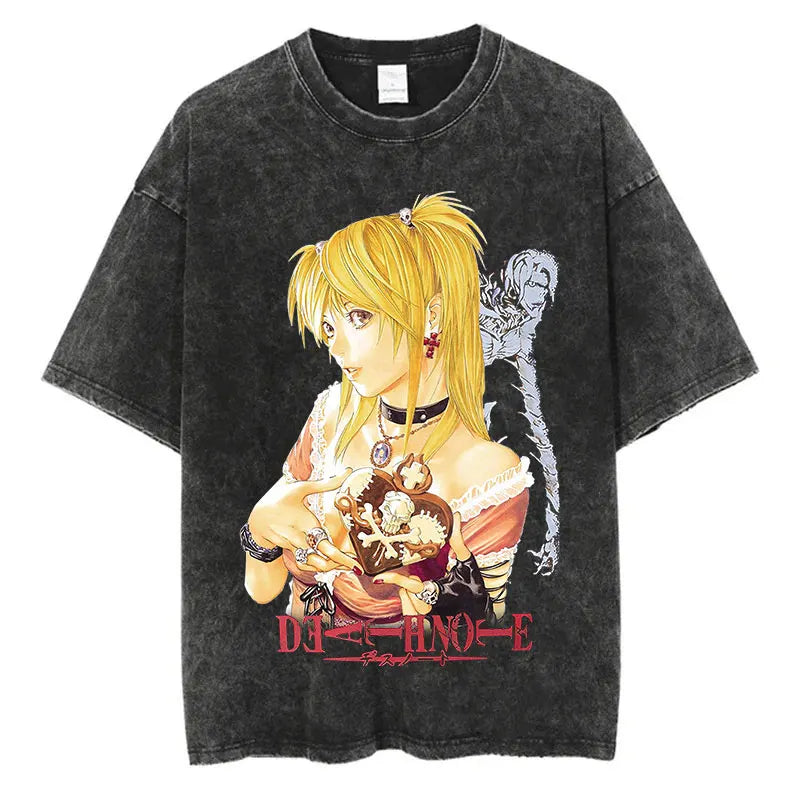Harajuku Vintage Washed Death Note Graphic T-Shirt | Oversized Streetwear Unisex Tee