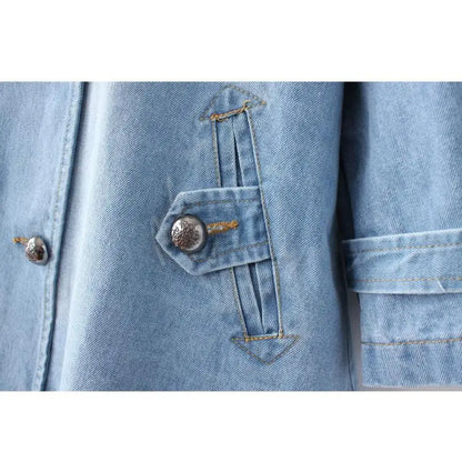 Denim Cape Coat Female Jacket Double Breasted Jackets Women Office Lady Windbreaker Denim Basic Coats Autumn Overcoat