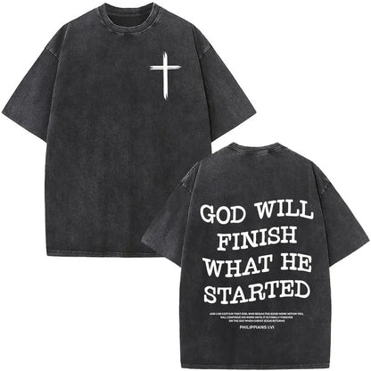 Heart Cross Christian Jesus Faith Over Fear Bible Verse Vintage Washed T-shirts Unisex Fashion Oversized T Shirts Cotton T-shirt