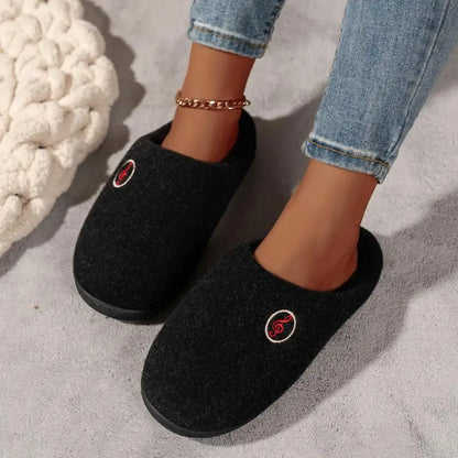 Casual Women’s Home Slippers | Warm &amp; Elegant Music Note Design
