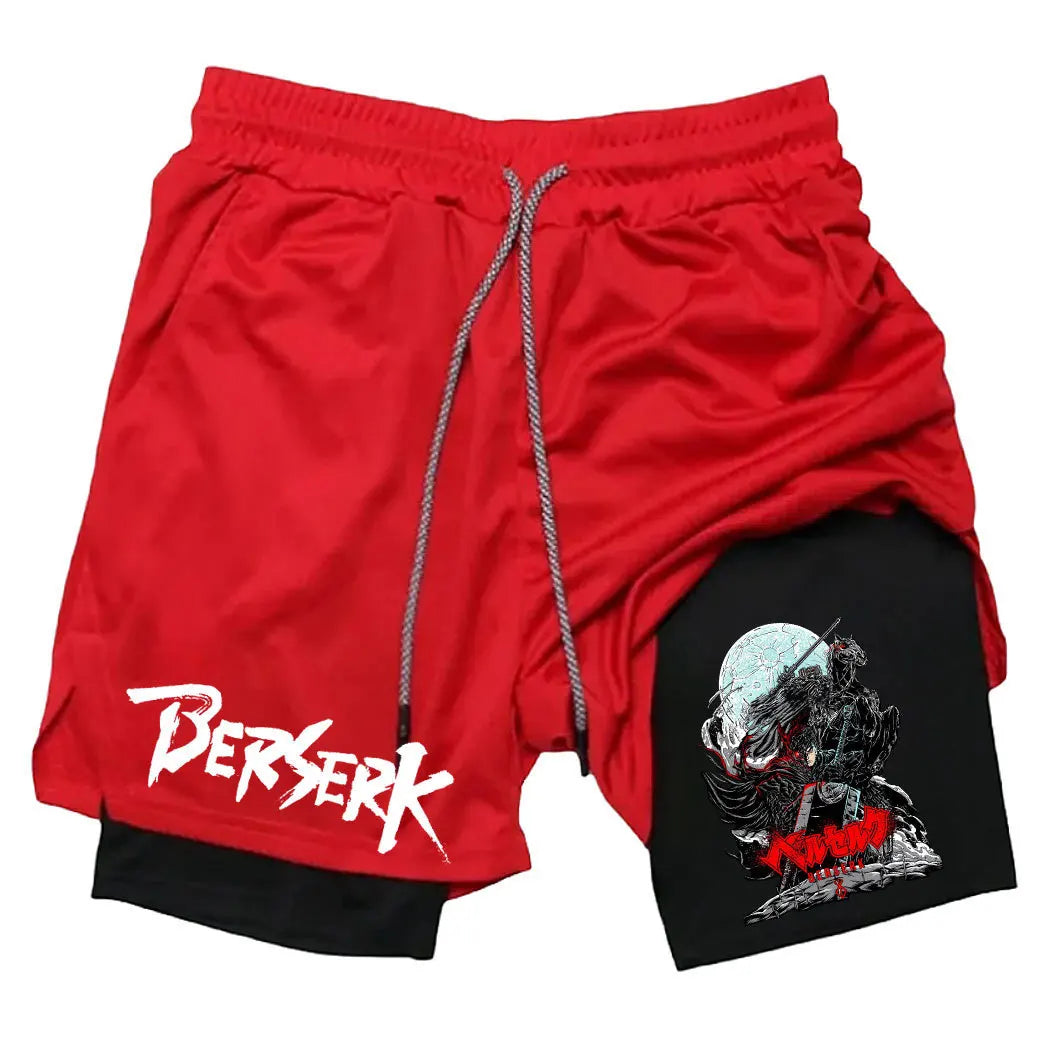 Anime Berserk Print Men’s 2-in-1 Running Shorts