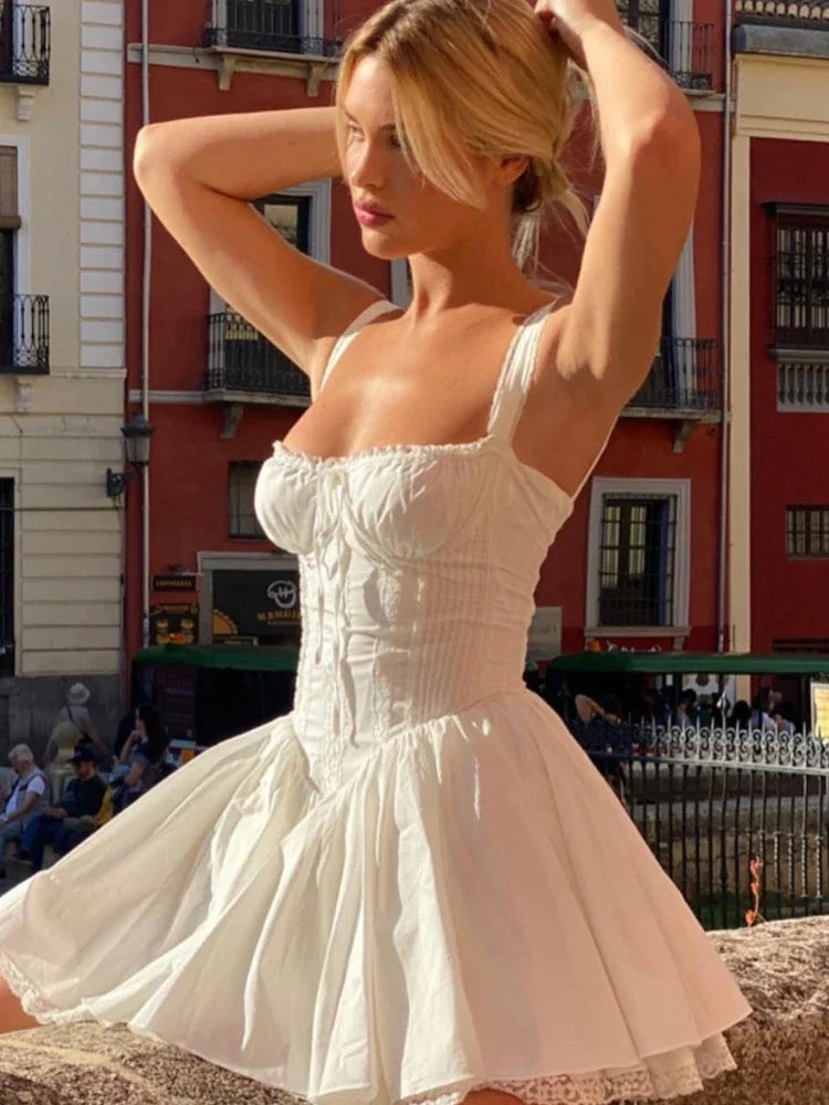 Mingmingxi Sexy Spaghetti Strap Corset A-Line Dress