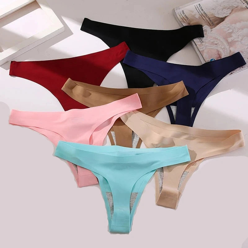 10 Pcs Seamless Women’s Silk Satin Thongs