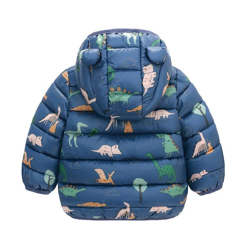 Kids Dinosaur Hooded Down Jacket