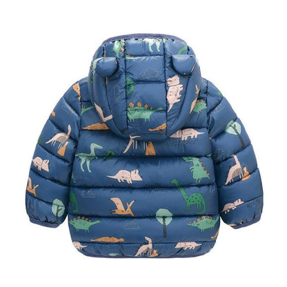 Kids Dinosaur Hooded Down Jacket