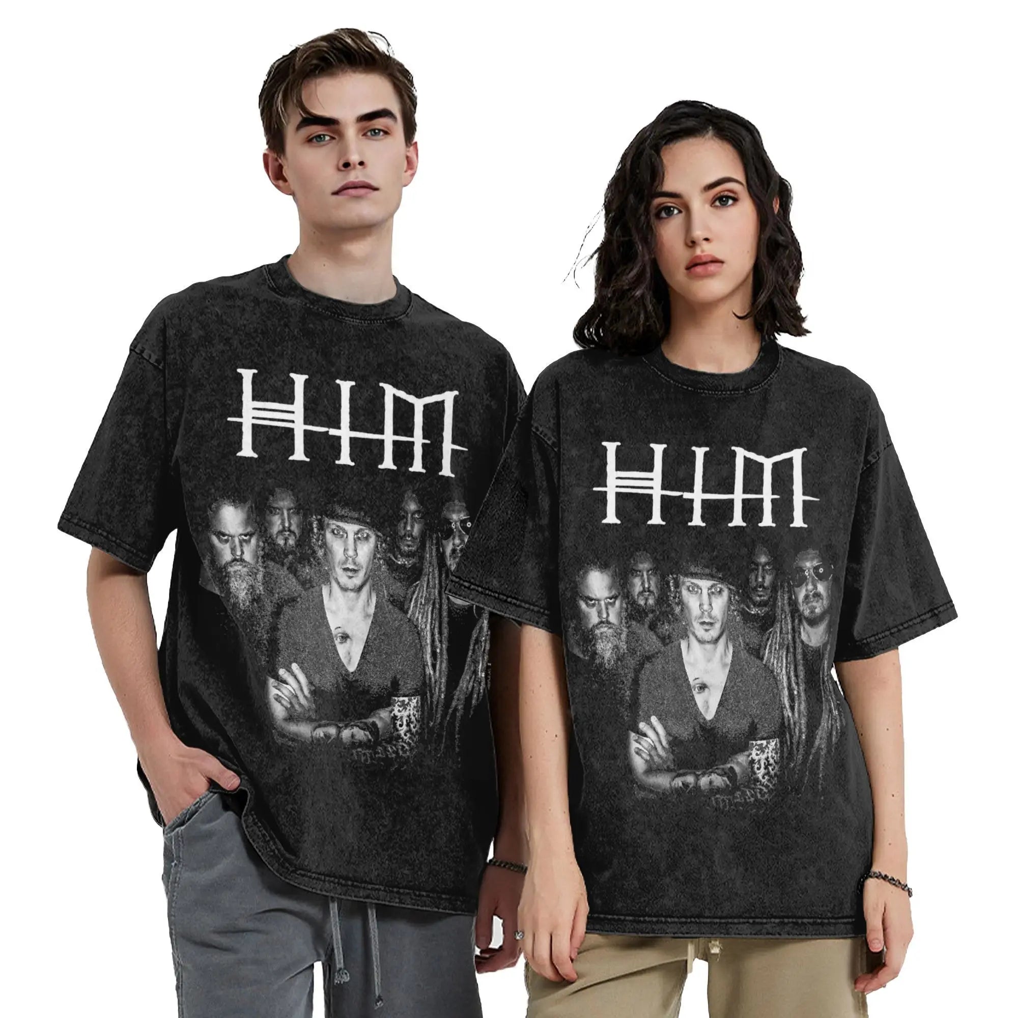 HIM Band Ville Valo Washed Oversized T-Shirt | Heartagram Summer Tee