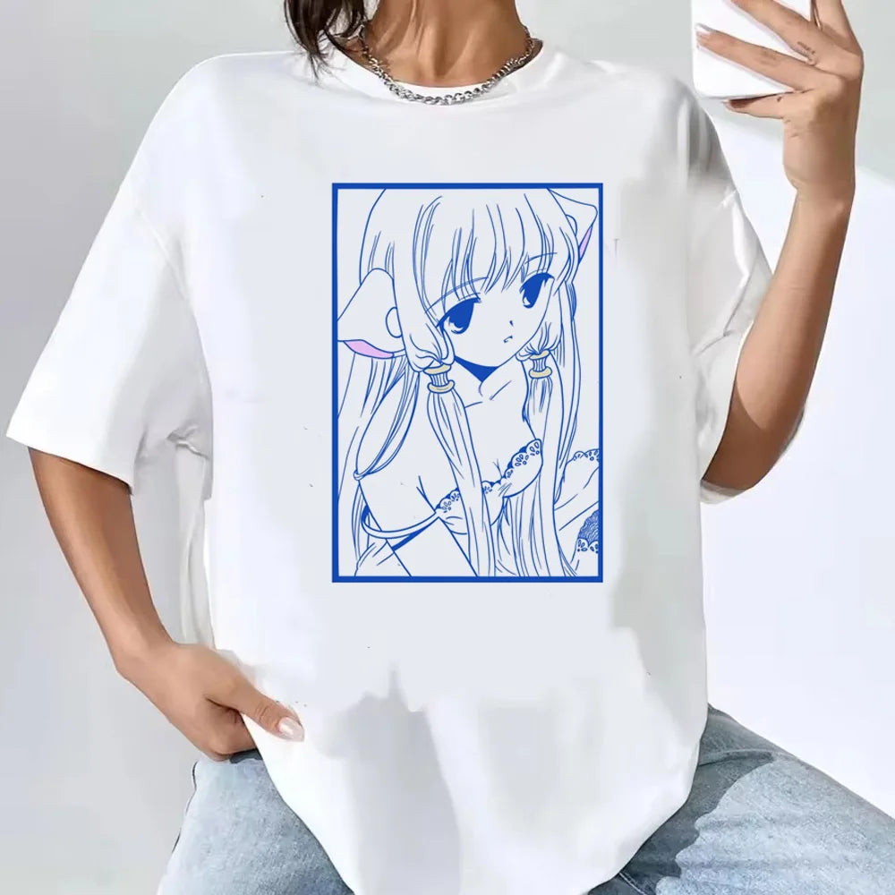 Women’s Kawaii Vintage Cartoon Tee with O-Neck